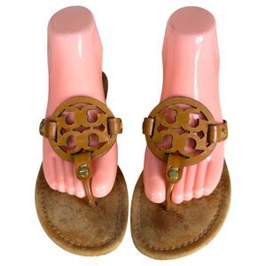 Tory Burch Miller Brown Leather Flats Sandals Size 7